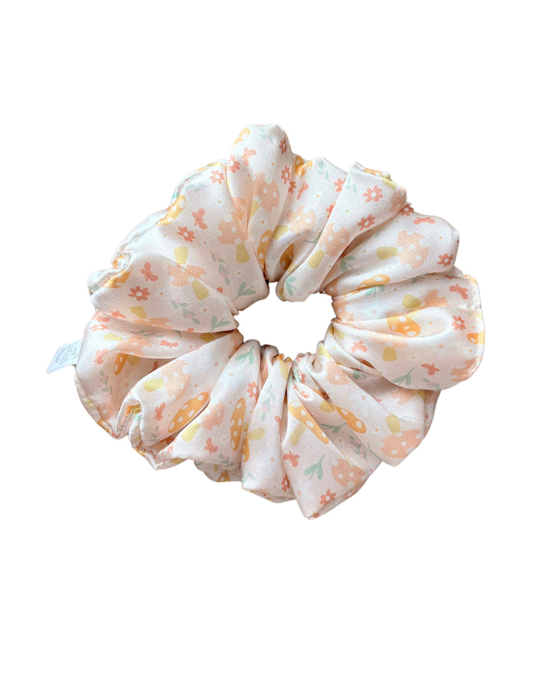 Mushroom Meadow Mulberry Silk Scrunchie