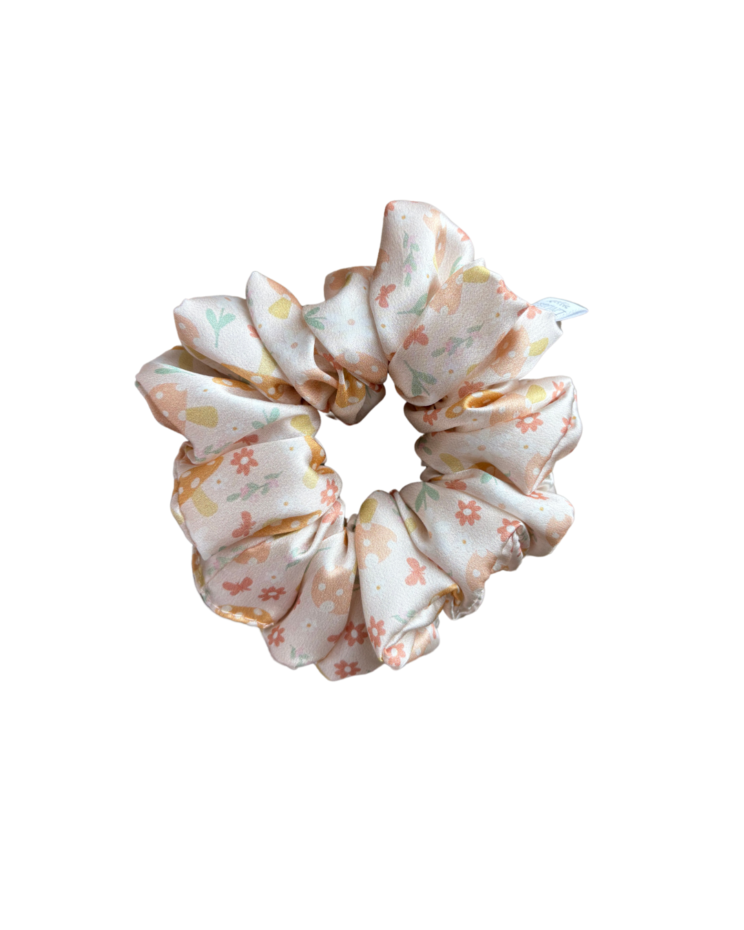Mushroom Meadow Mulberry Silk Scrunchie