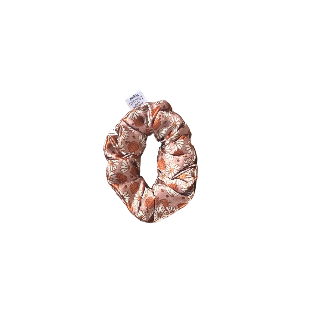 pumpkin blossom mulberry silk scrunchie