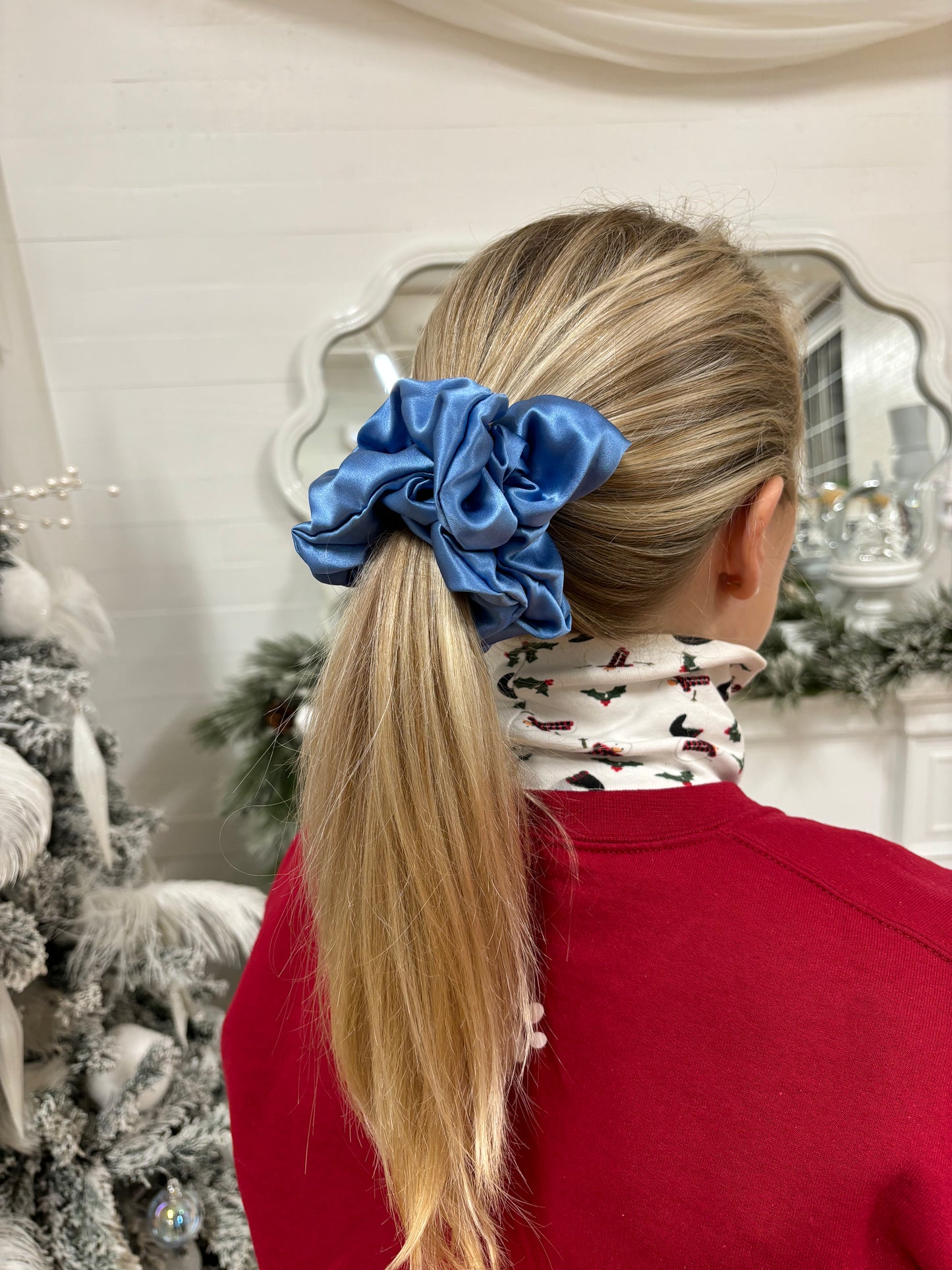 blue bell mulberry silk scrunchie