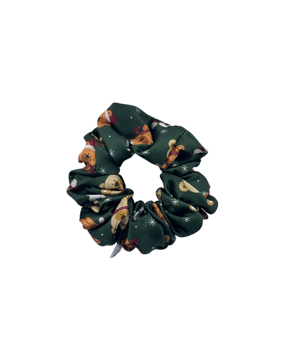 Teddy Bear Satin Scrunchie