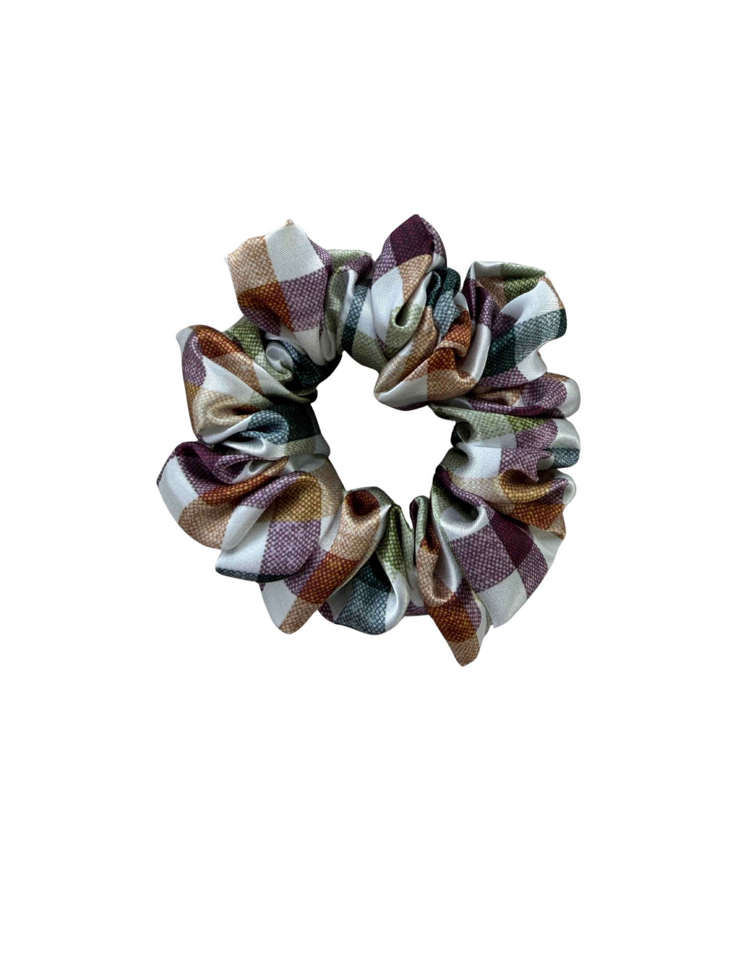 Cozy Cabin Plaid Satin Scrunchie