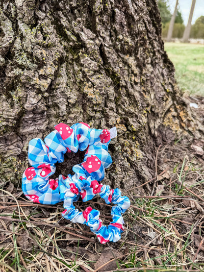 Little Red Toadstool Satin Scrunchie