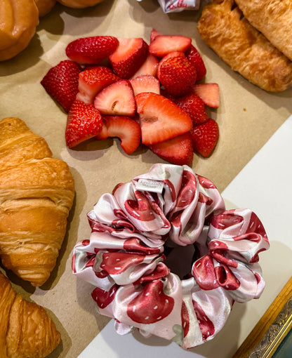 Strawberry Picnic Satin Scrunchie