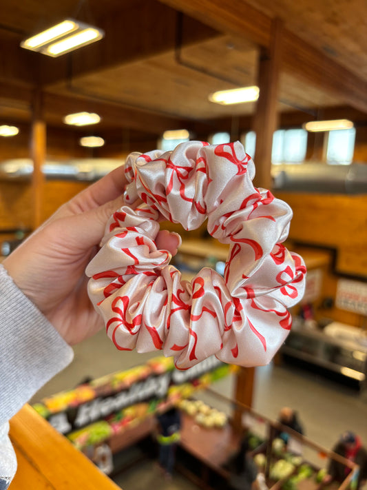 Red Bow Satin Scrunchie