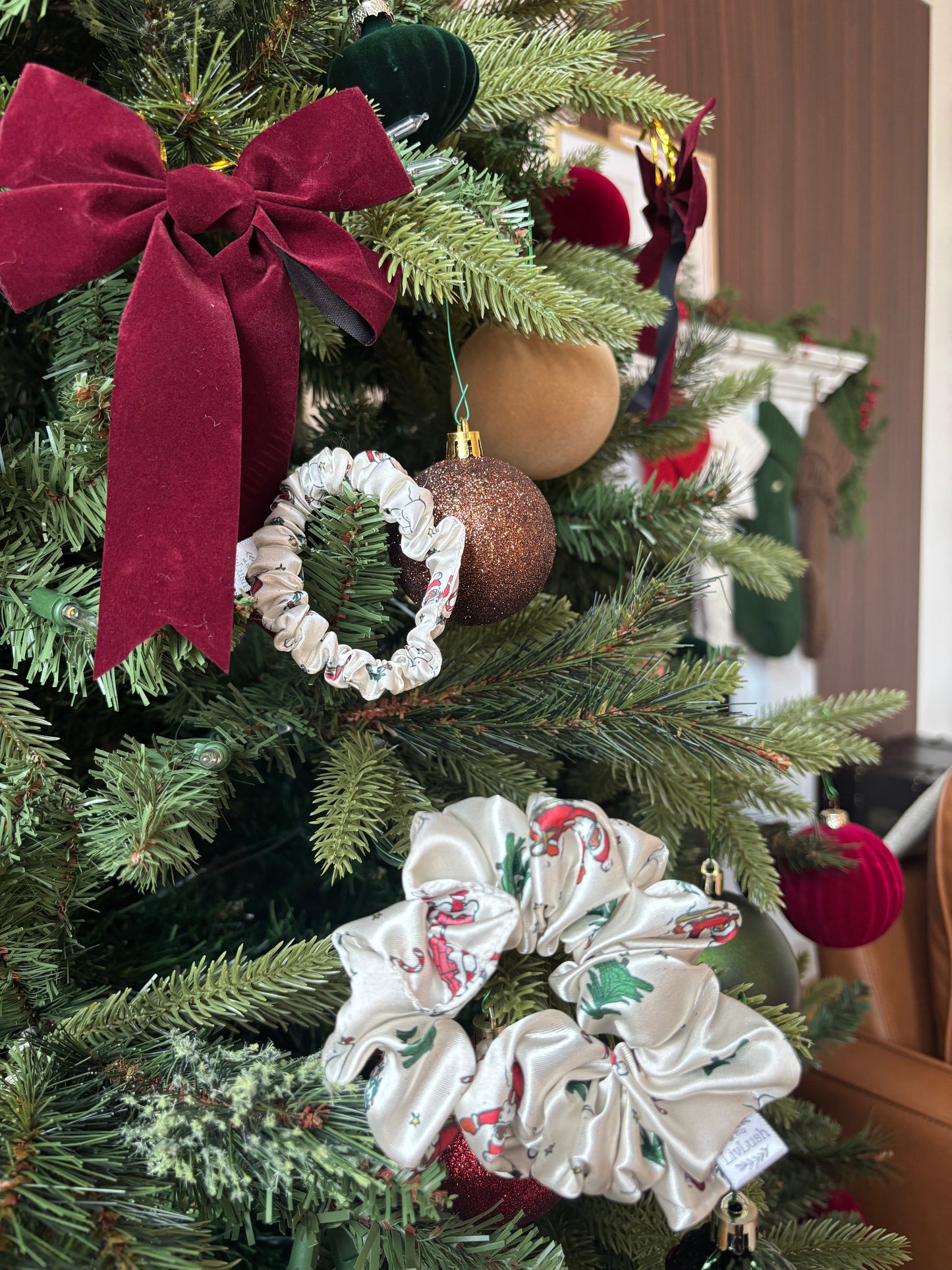 Traditional Christmas Satin Scrunchie