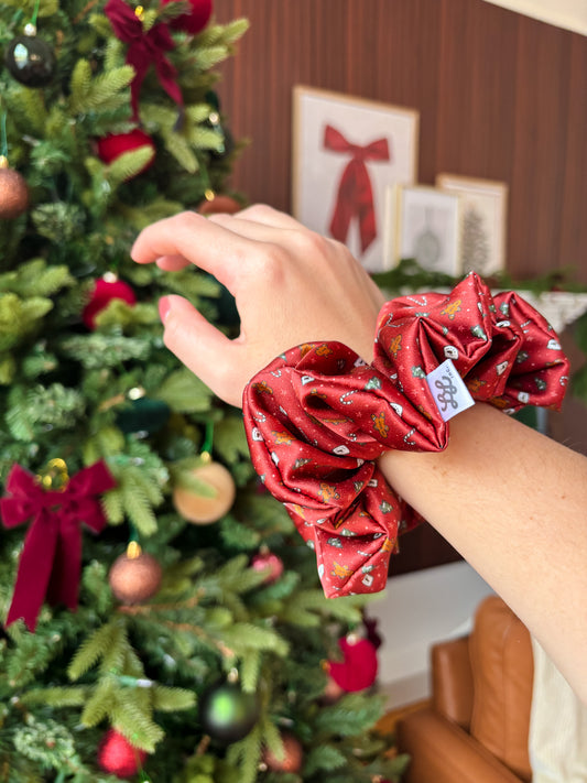 Winter Doodles Mulberry Silk Scrunchie