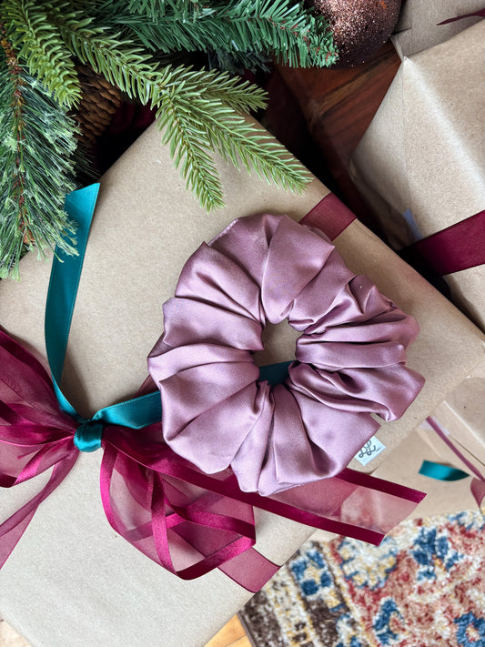Winter Berry Mulberry Silk Scrunchie