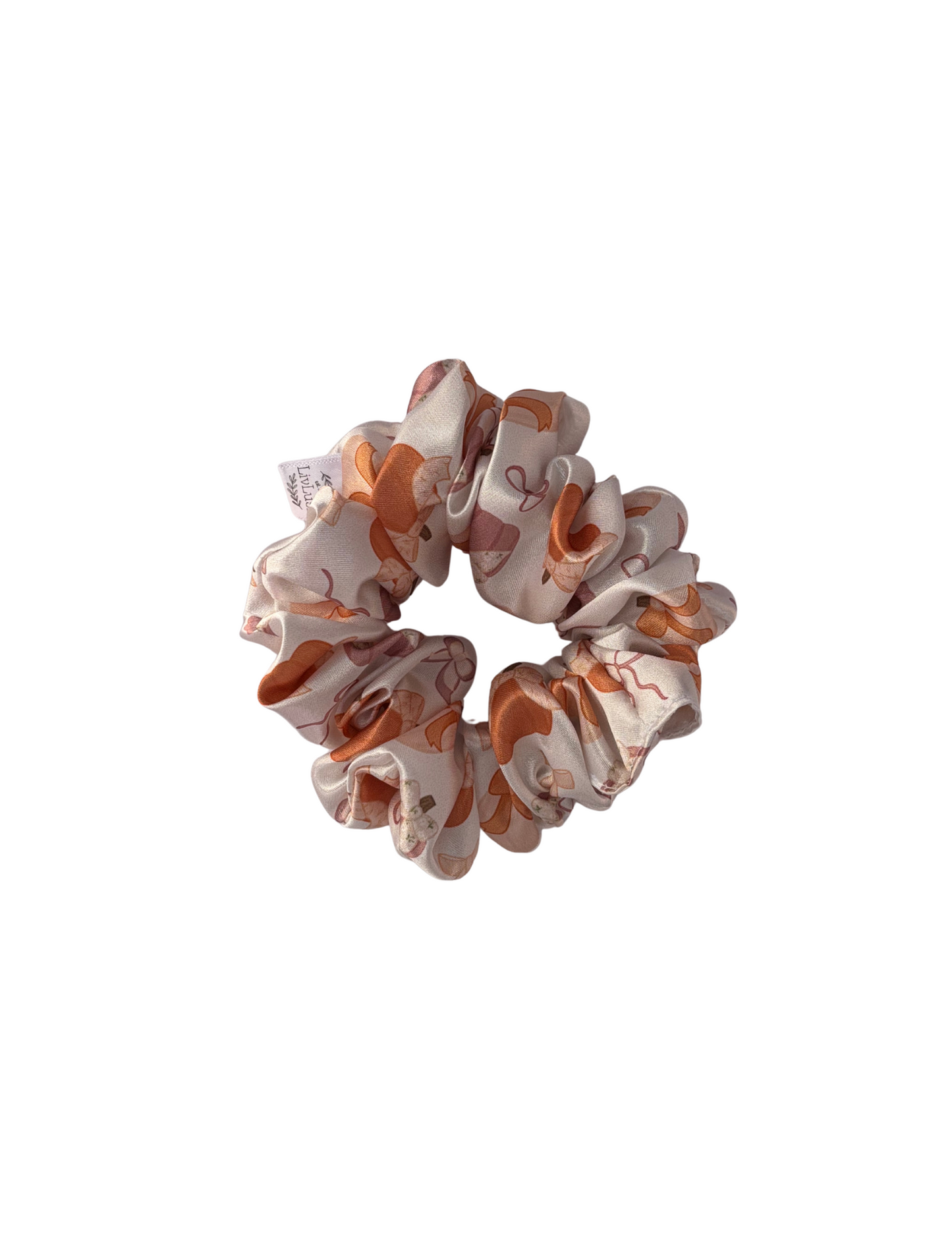 Coquette Bow Pumpkin Satin Scrunchie